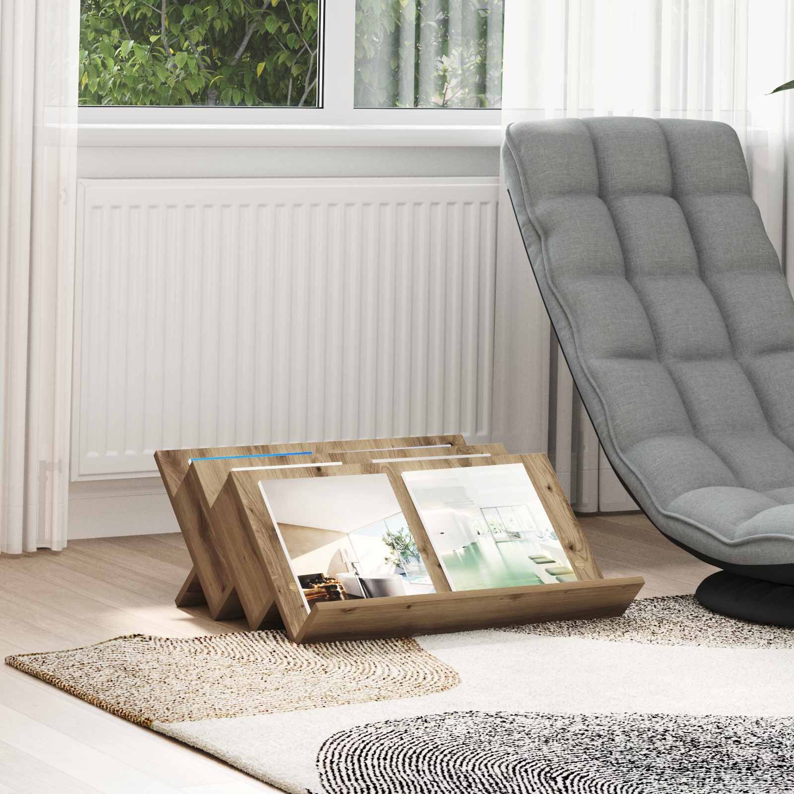 vidaXL Етажерка за списания Дъб 65 x 53 x 285 см Инженерна дървесина