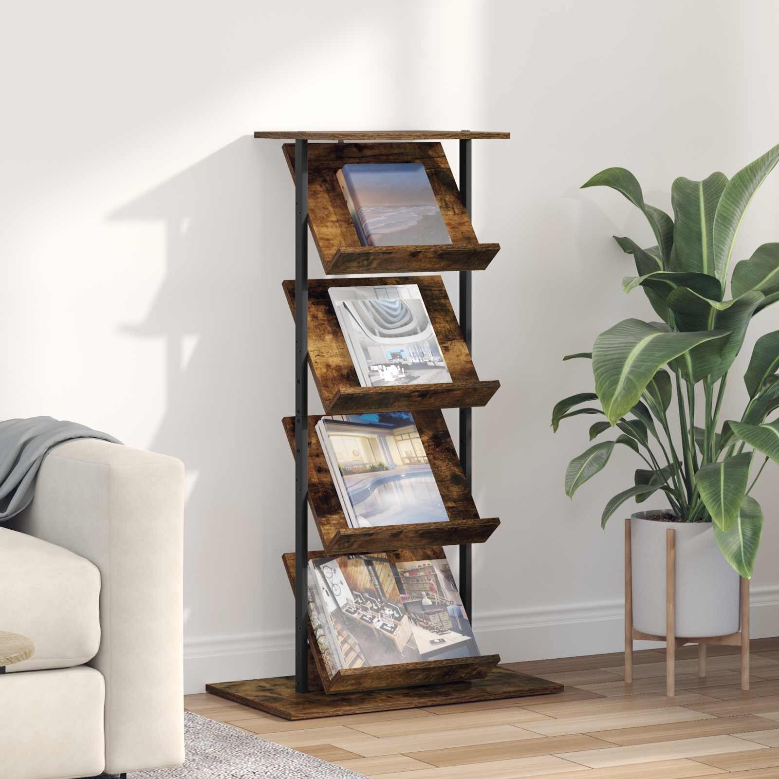 vidaXL Етажерка за списания Димян дъб 68 x 40 x 123.5 см