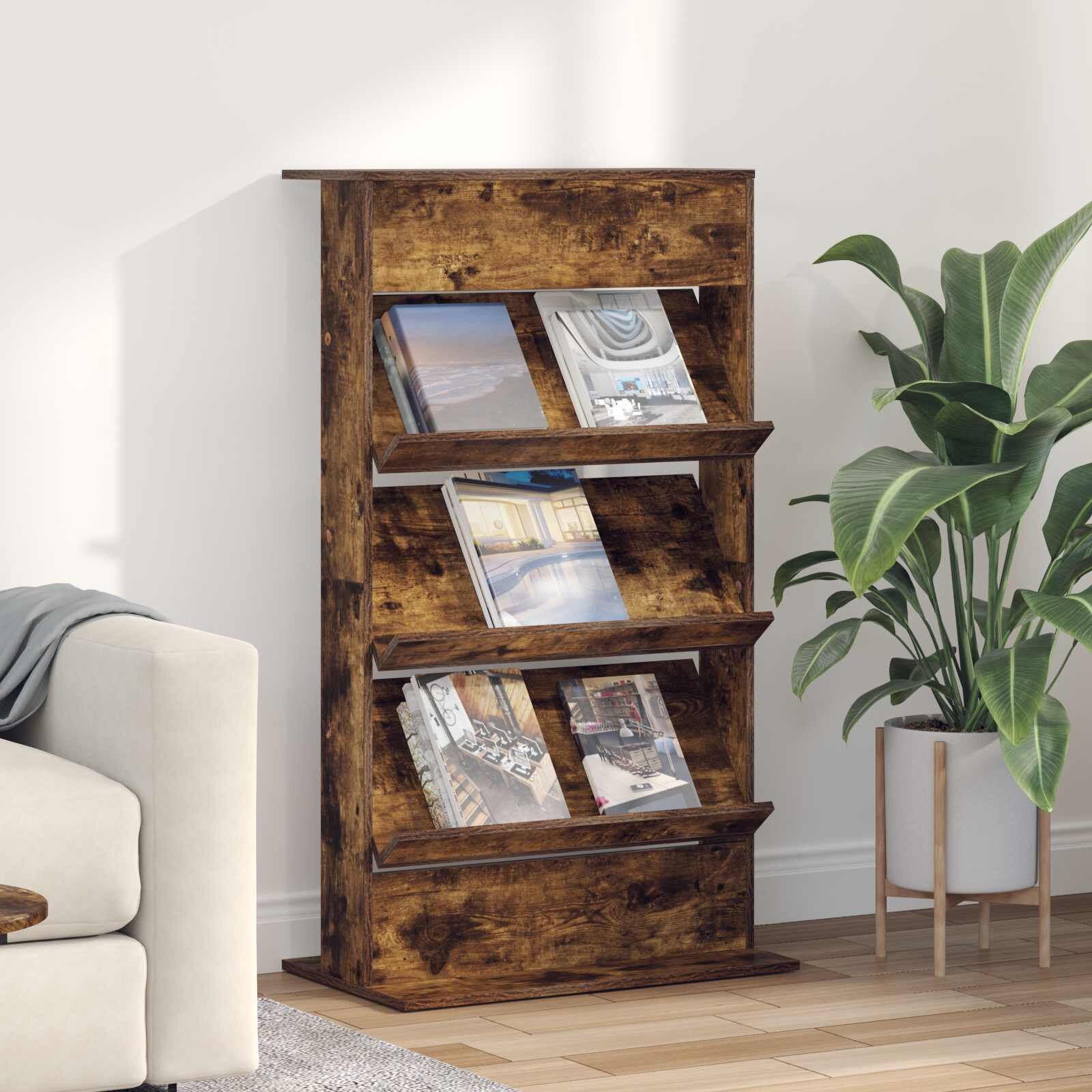 vidaXL Етажерка за списания Димян дъб 70 x 41 x 126 см