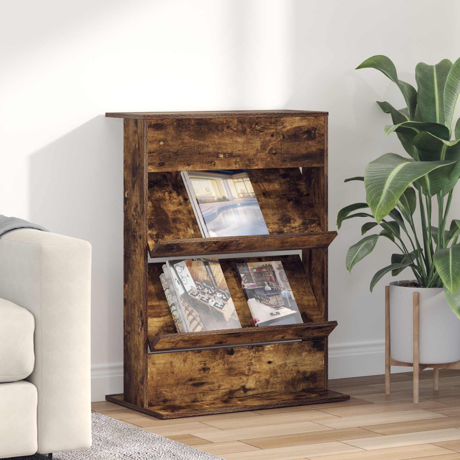 vidaXL Етажерка за списания Димян дъб 70 x 41 x 96 см