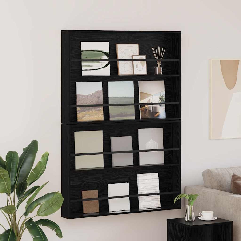 vidaXL Етажерка за списания с рафт 2 бр. Черния дъб 100 x 12 x 70 см