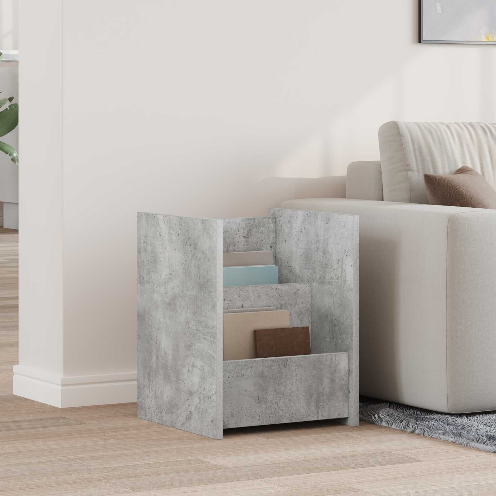 vidaXL Етажерка за списания с рафт Бетоново сиво 35 x 35 x 45 см