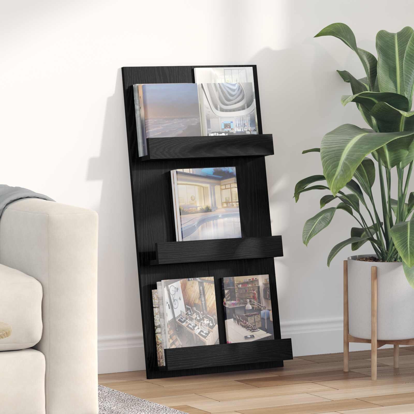 vidaXL Етажерка за списания с рафт Черния дъб 51 x 11 x 102 см