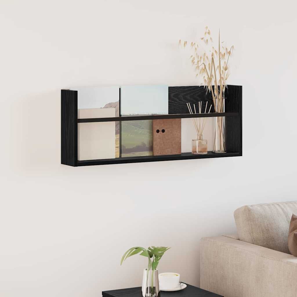 vidaXL Етажерка за списания с рафт Черния дъб 80 x 12 x 30 см