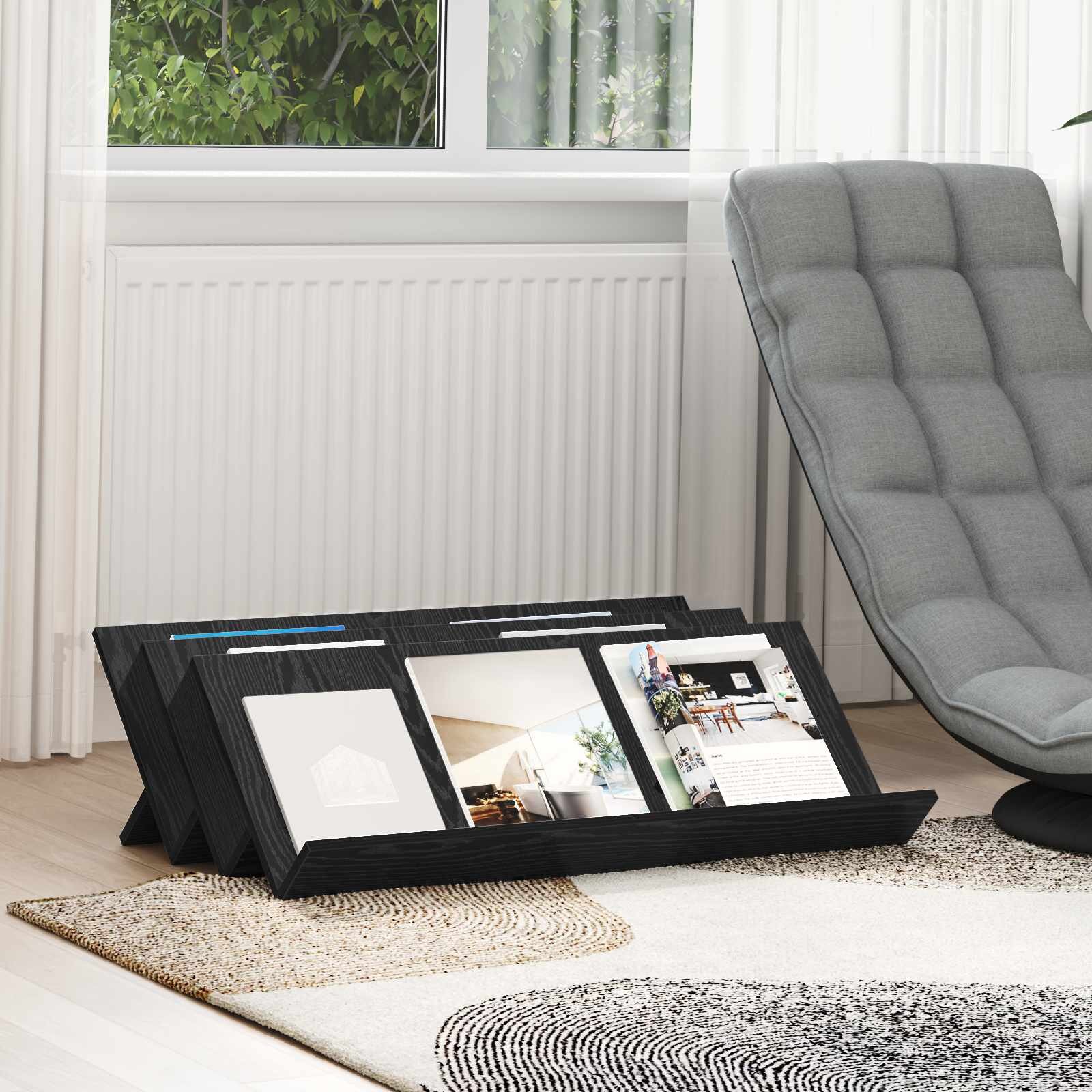 vidaXL Етажерка за списания с рафт Черния дъб 90 x 53 x 285 см