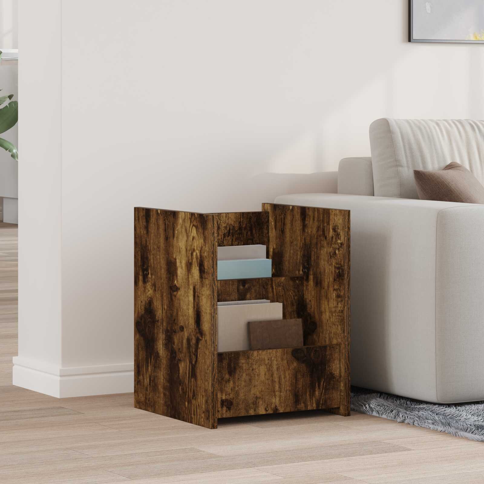 vidaXL Етажерка за списания с рафт Димян дъб 35 x 35 x 45 см