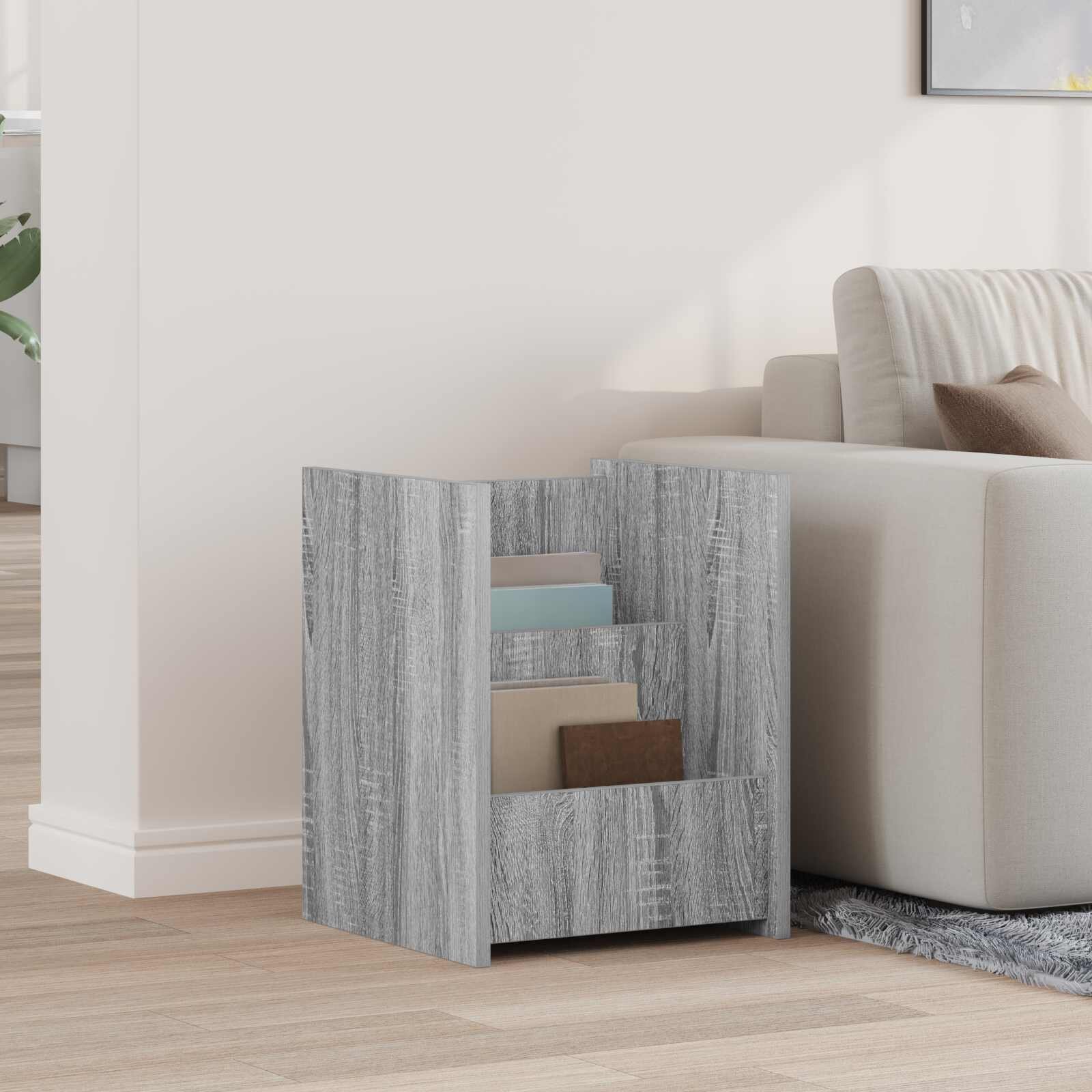 vidaXL Етажерка за списания с рафт Сив Сонома 35 x 35 x 45 см