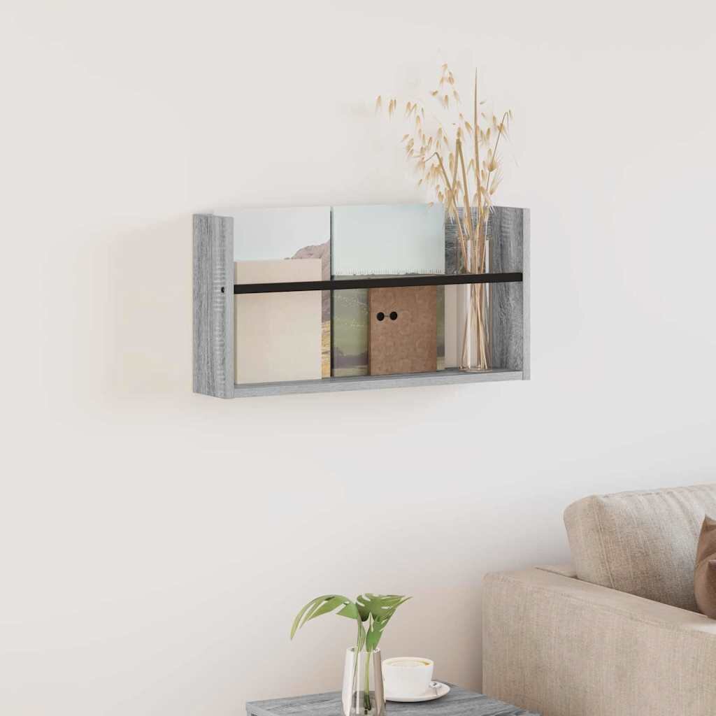 vidaXL Етажерка за списания с рафт Сив Сонома 60 x 12 x 30 см