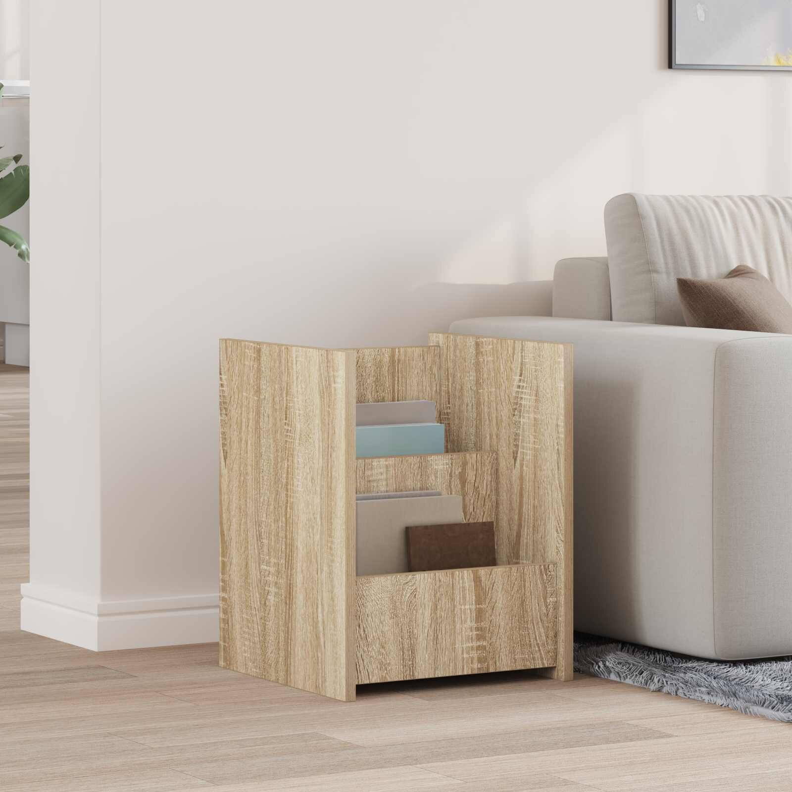 vidaXL Етажерка за списания с рафт Сонома дъб 35 x 35 x 45 см