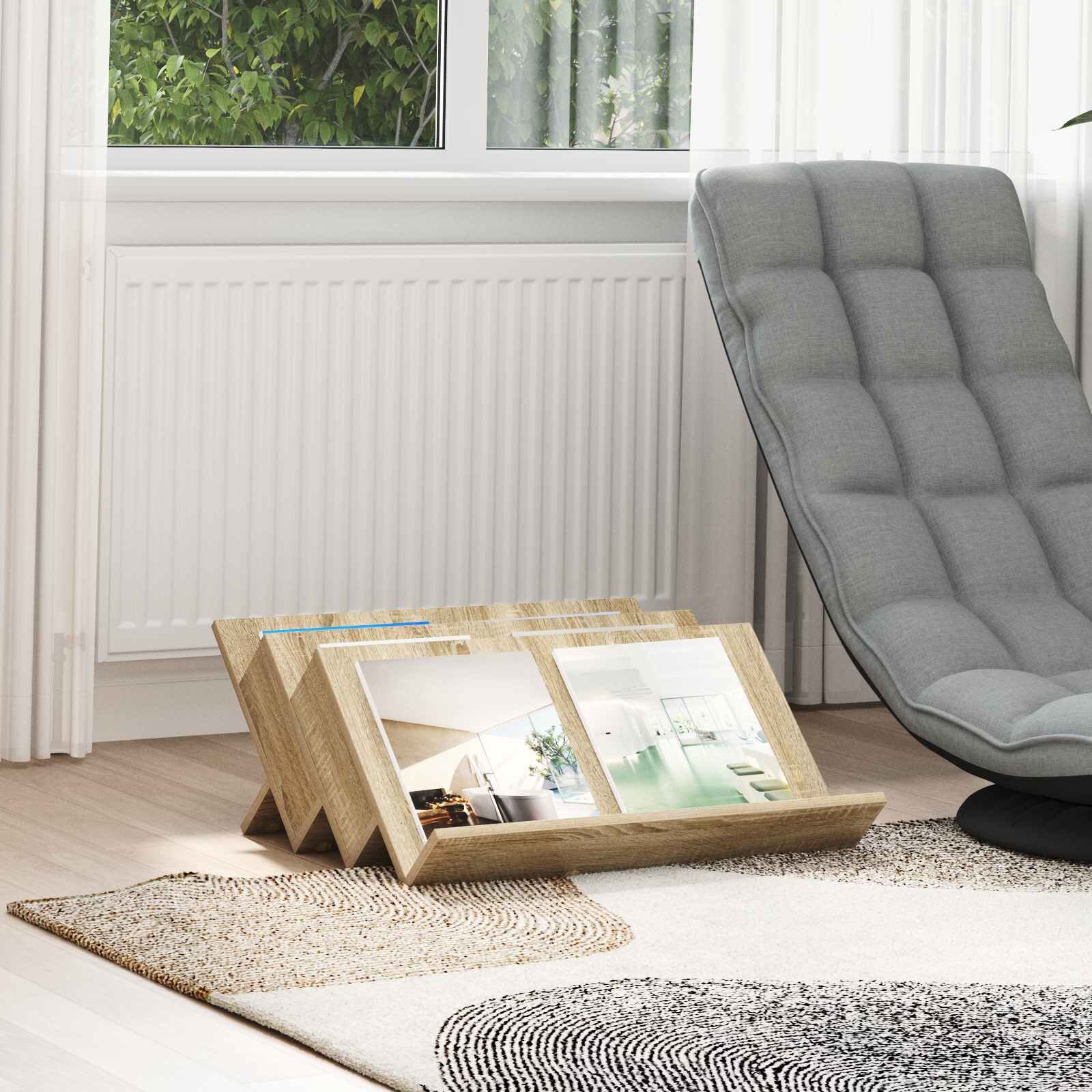 vidaXL Етажерка за списания с рафт Сонома дъб 65 x 53 x 285 см