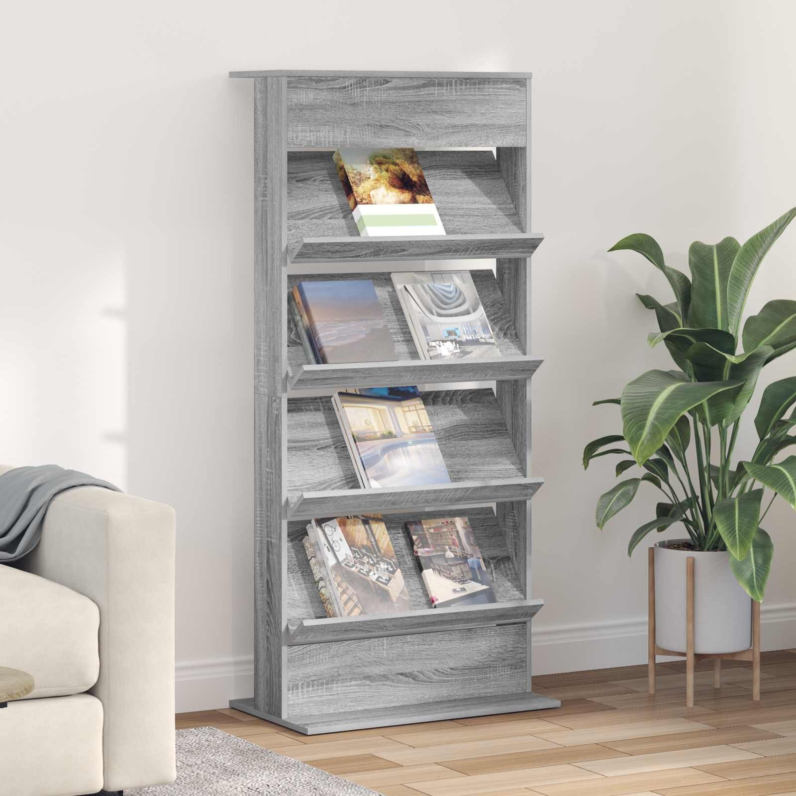 vidaXL Етажерка за списания Сив Сонома 70 x 41 x 156 см