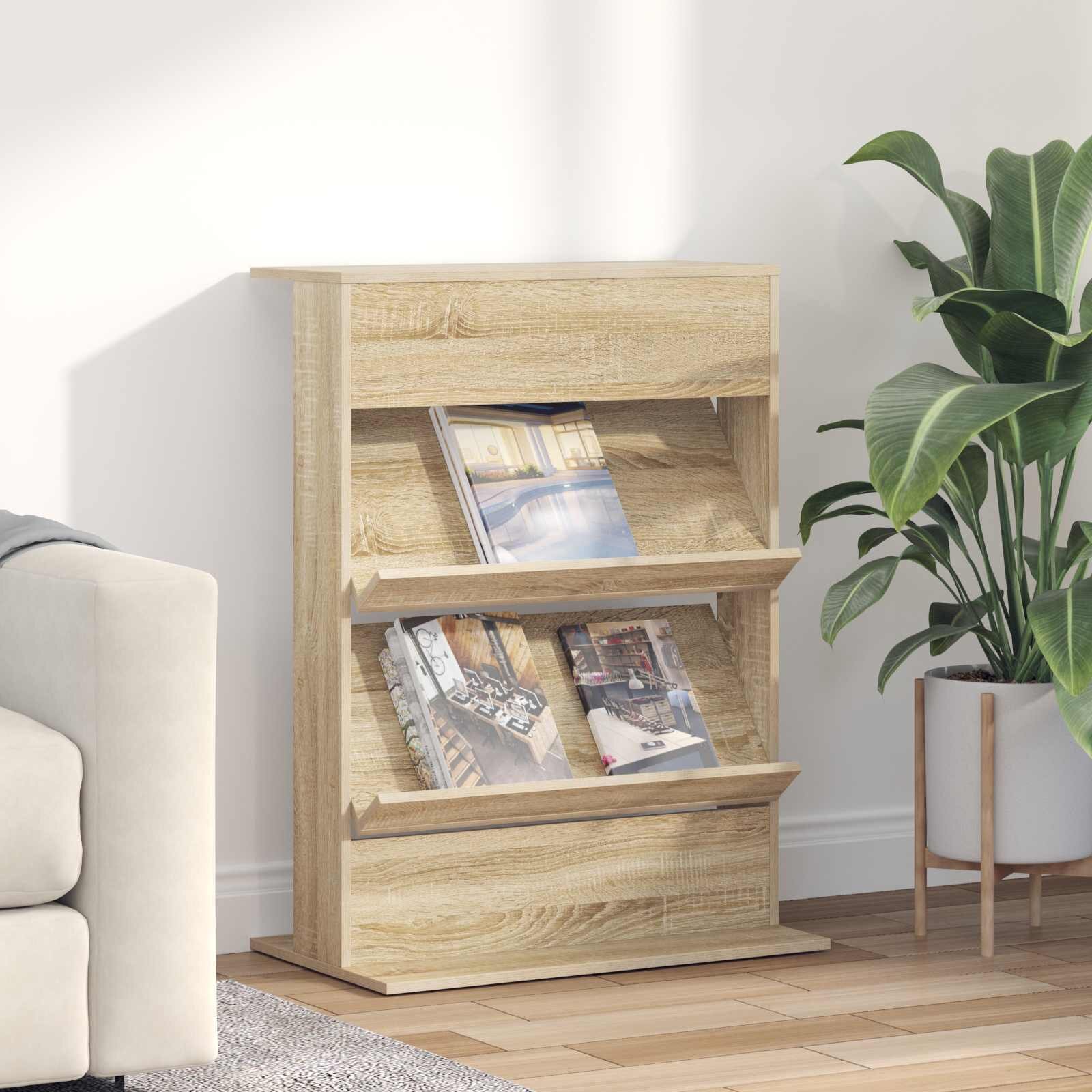 vidaXL Етажерка за списания Сонома дъб 70 x 41 x 96 см
