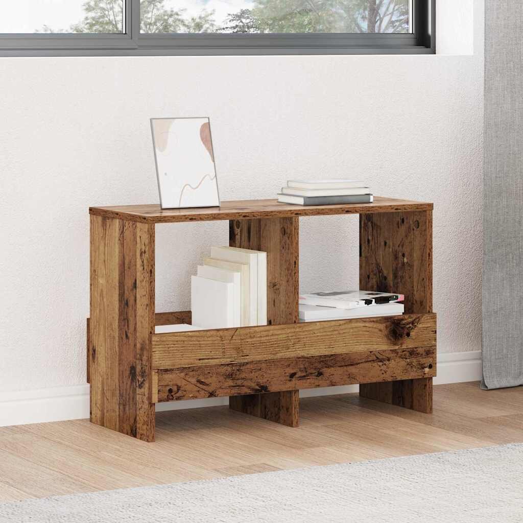 vidaXL Етажерка за списания Старо дърво 685 x 30 x 45 см