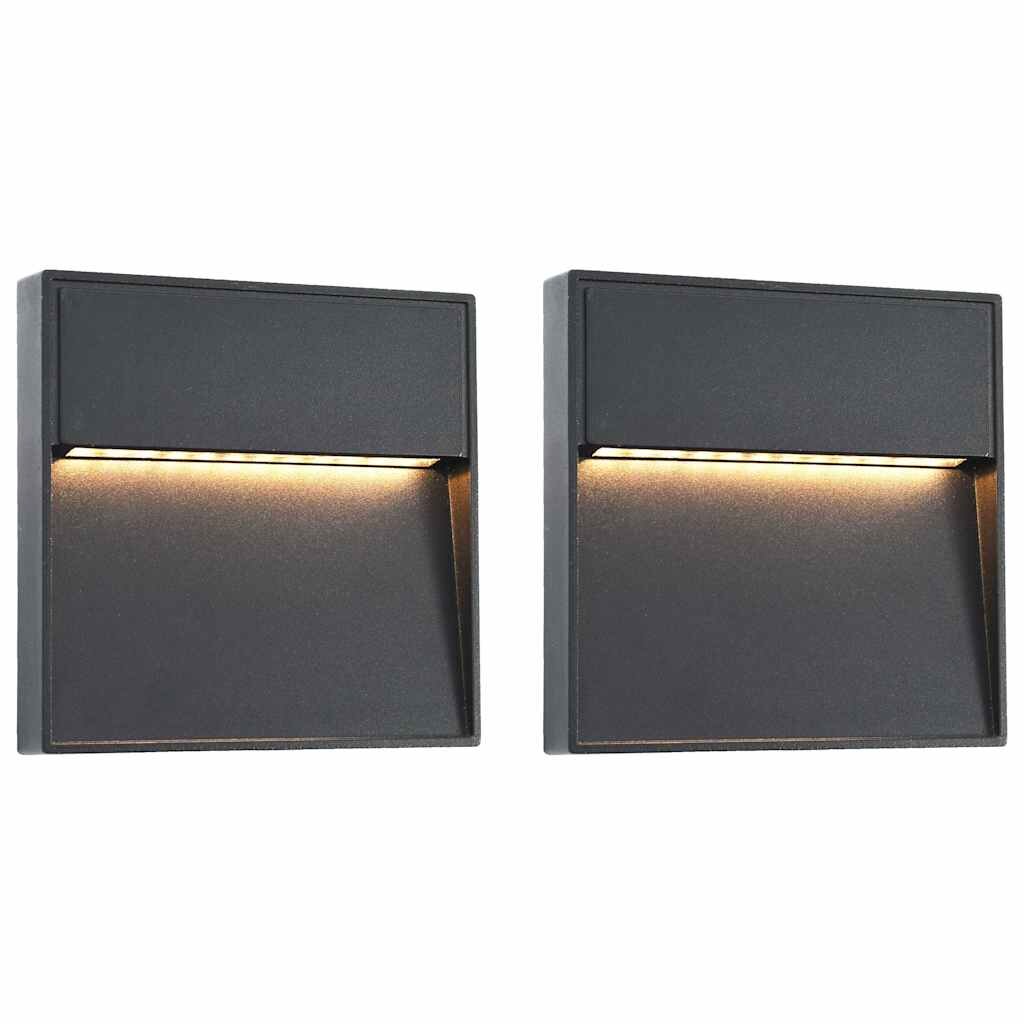 vidaXL Фасадни LED аплици 2 бр 3 W черни квадратни