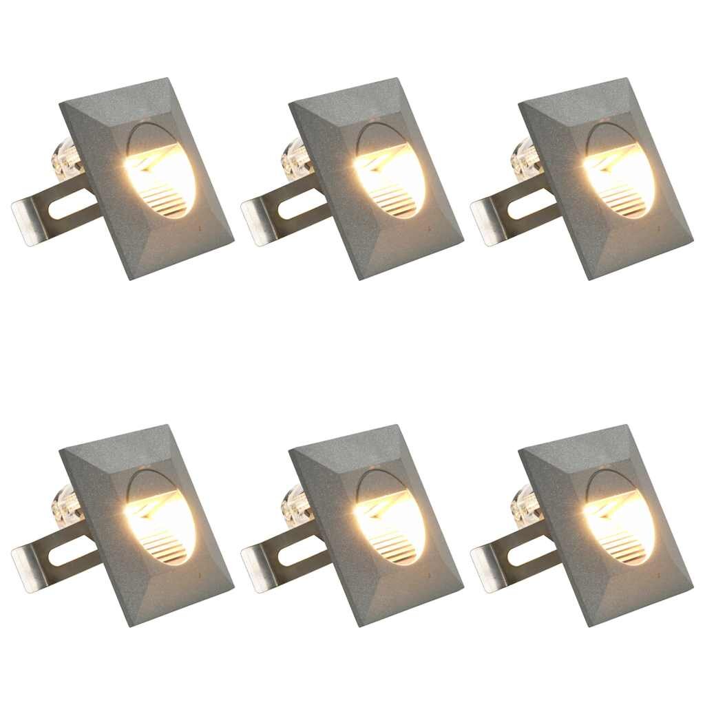 vidaXL Фасадни LED аплици 6 бр 2 W сребристи квадратни