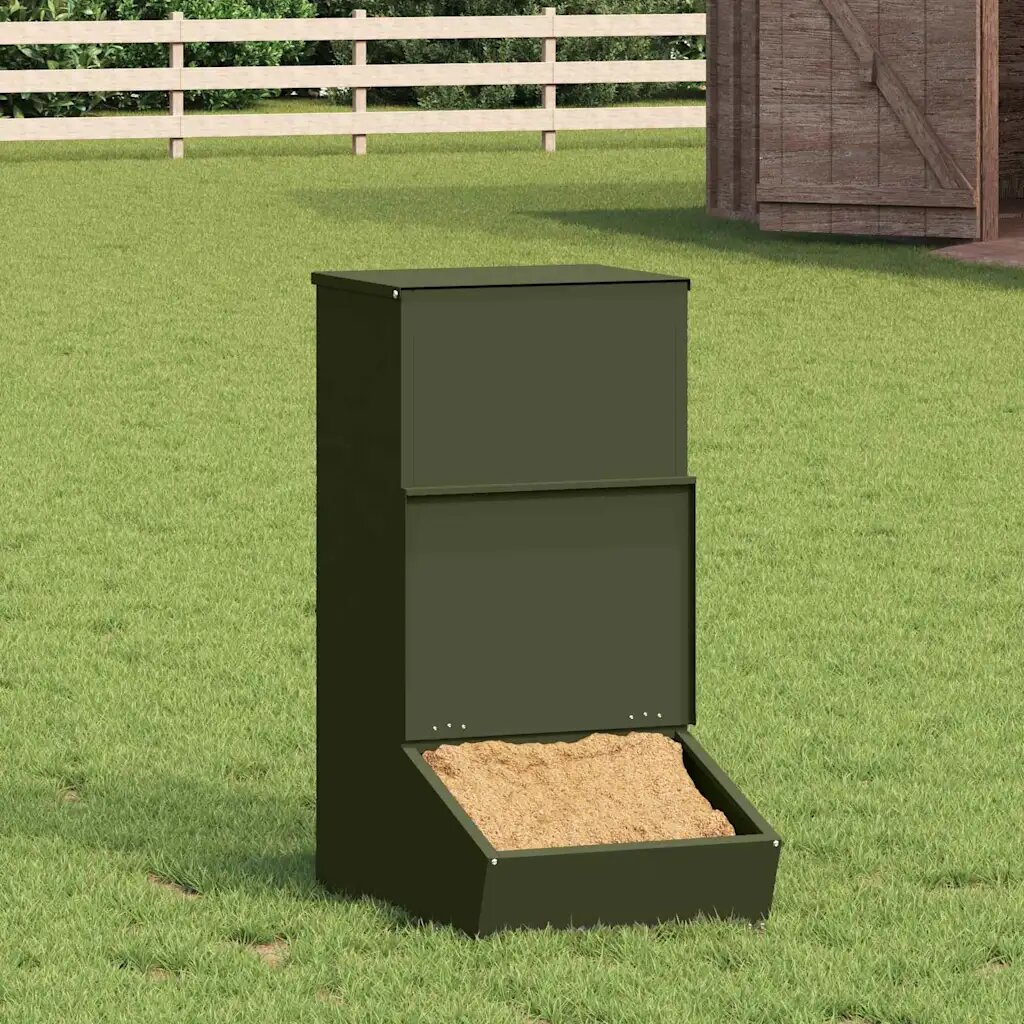 vidaXL Фидер за свине Маслинено зелено 55 x 38 x 76 см 20 kg