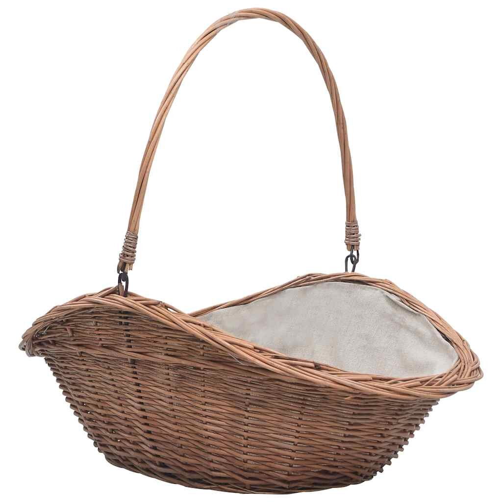 vidaXL Firewood Basket with Handle 60x44x55 cm Natural Willow