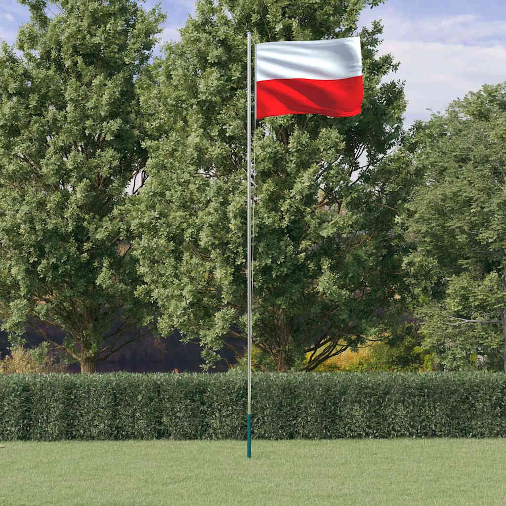 vidaXL Флаг на Полша и стълб 608 м алуминий