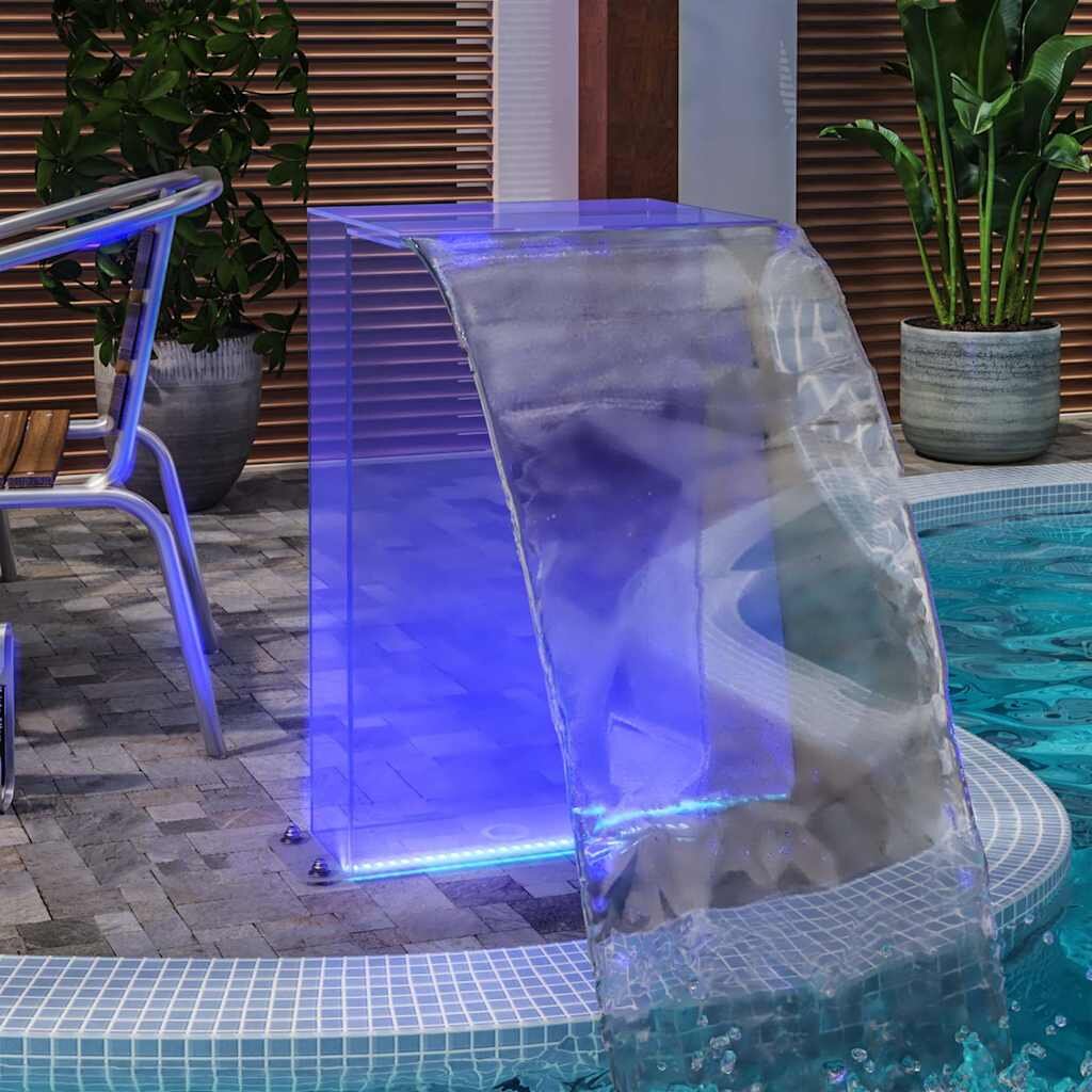 vidaXL Фонтан за басейн с RGB светодиоди акрил 51 см