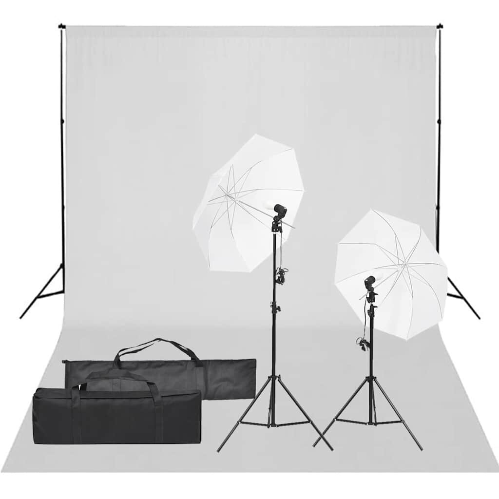 vidaXL Фотографски комплект за студио с комплект лампи и фон