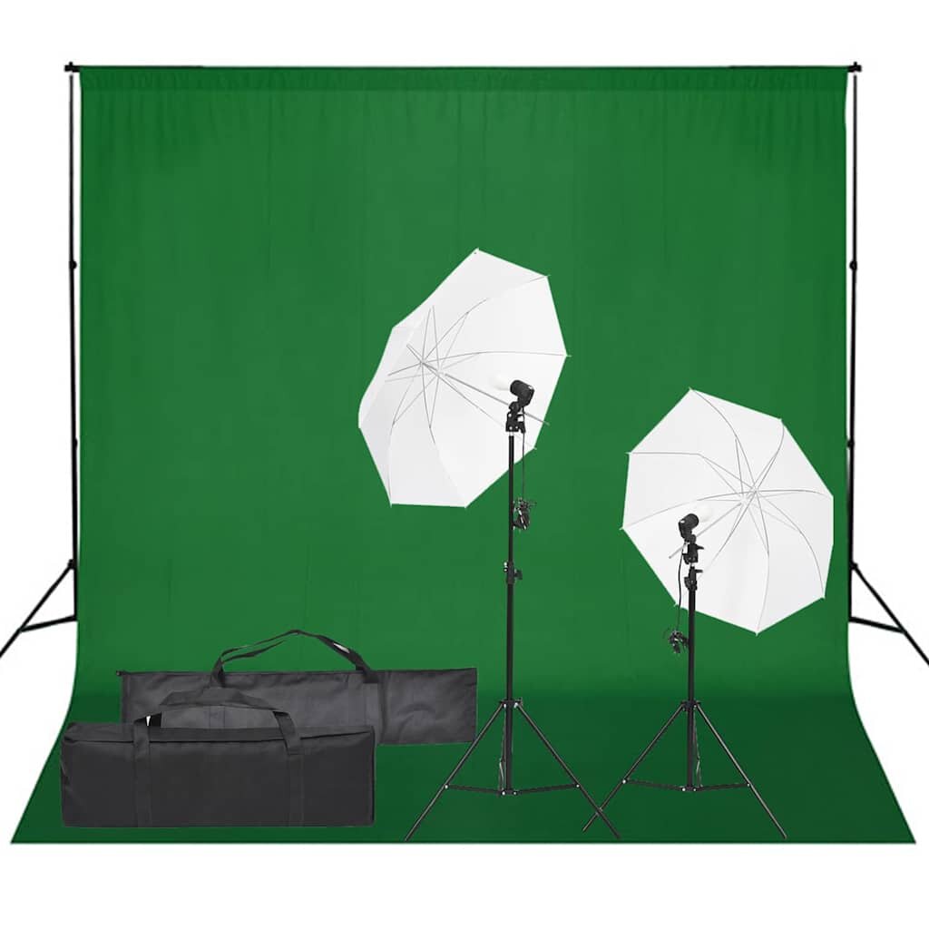 vidaXL Фотографски комплект за студио с комплект лампи и фон