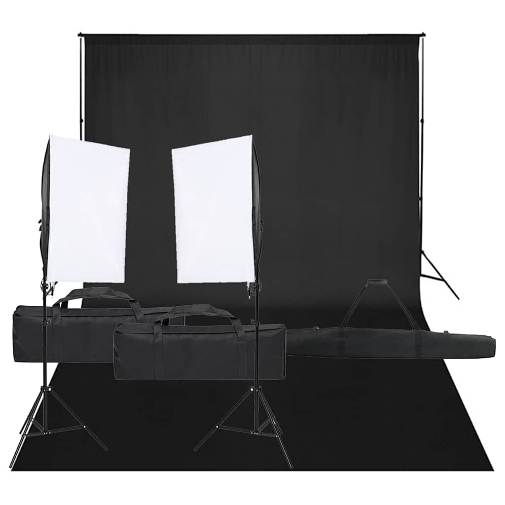vidaXL Фотографски комплект за студио с комплект лампи и фон