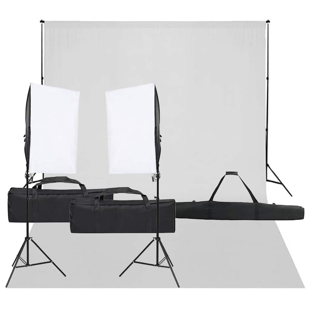 vidaXL Фотографски комплект за студио с комплект лампи и фон