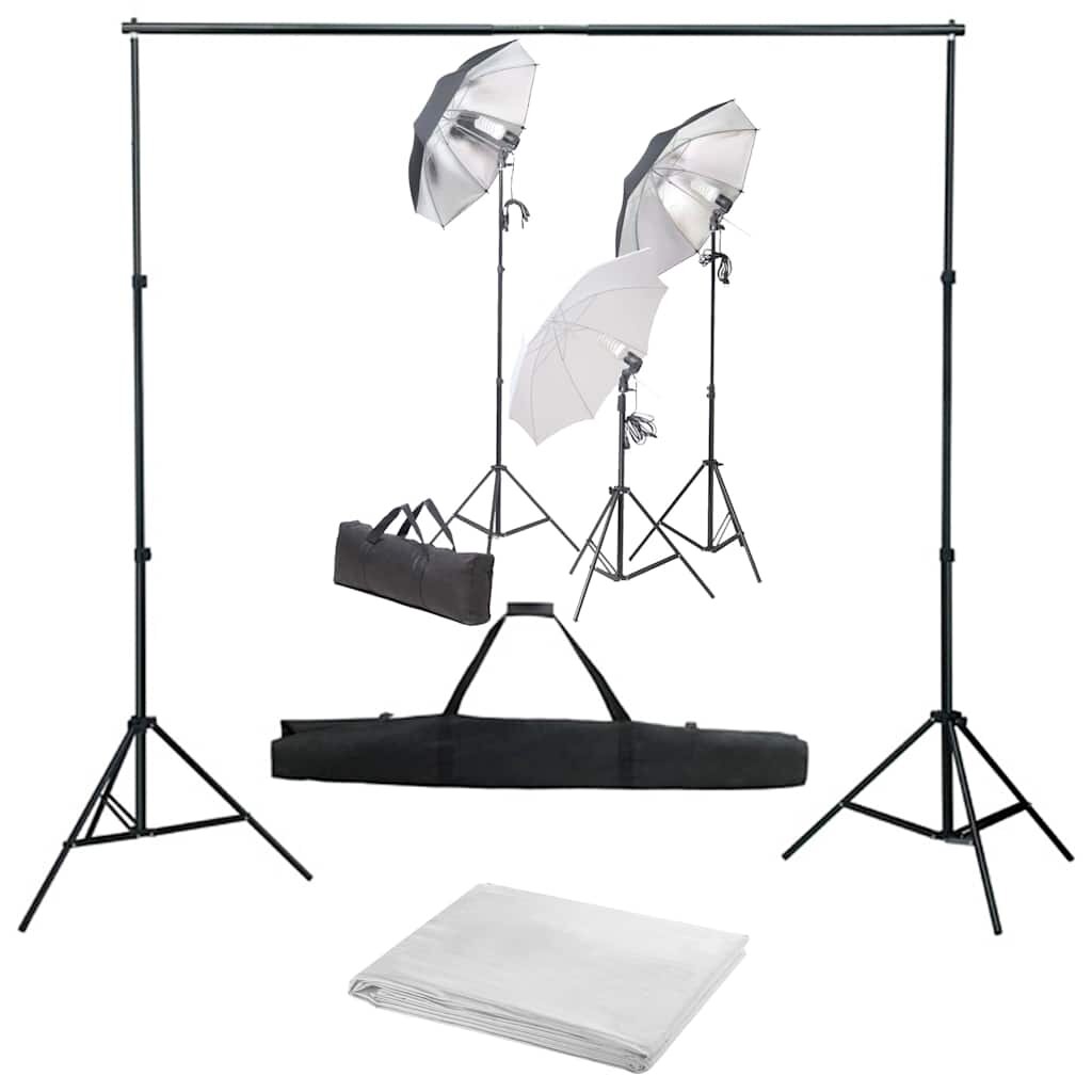 vidaXL Фотографски комплект за студио с комплект лампи и фон