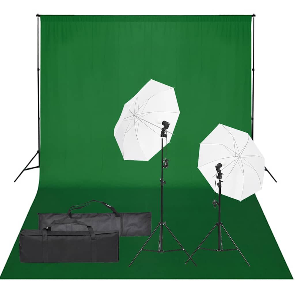 vidaXL Фотографски комплект за студио с комплект лампи и фон