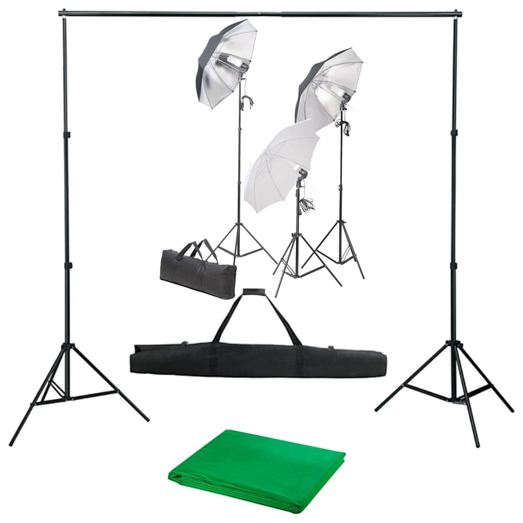 vidaXL Фотографски комплект за студио с комплект лампи и фон