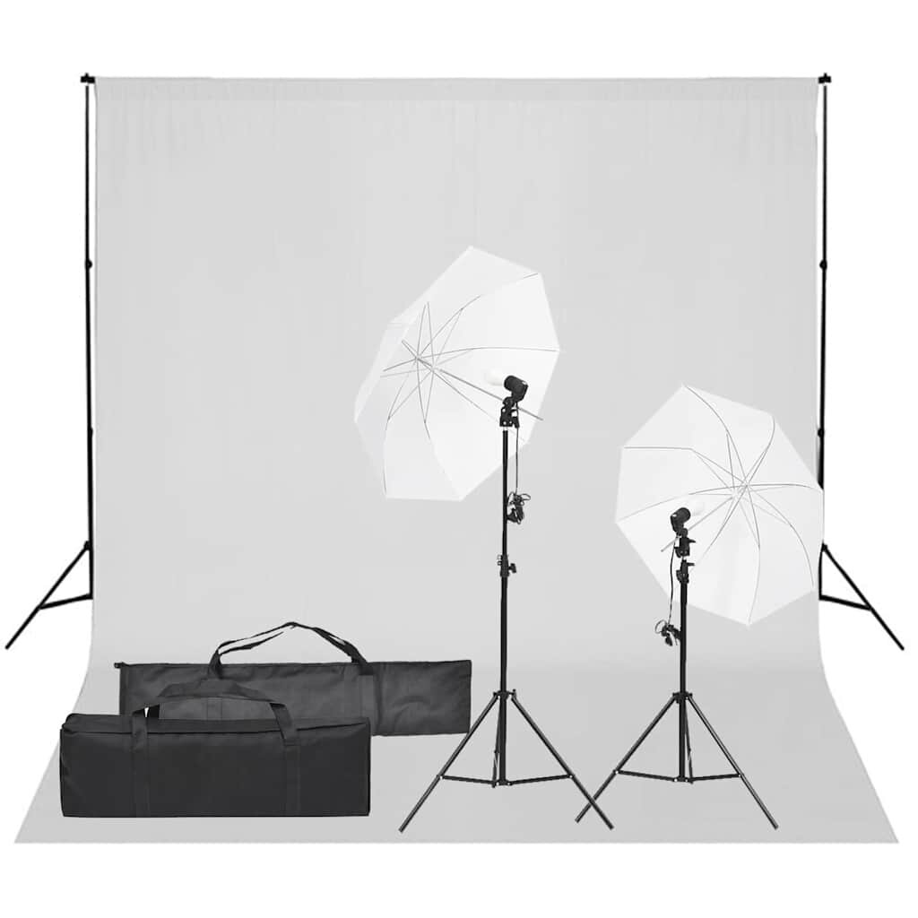 vidaXL Фотографски комплект за студио с комплект лампи и фон