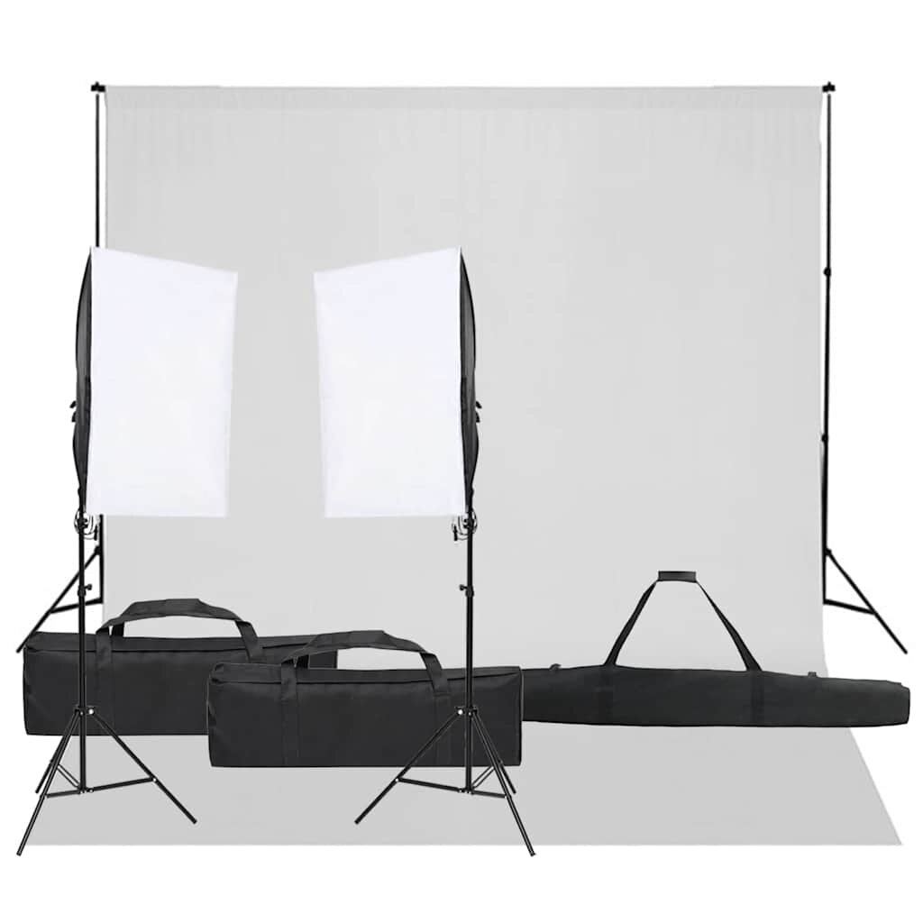 vidaXL Фотографски комплект за студио с комплект лампи и фон