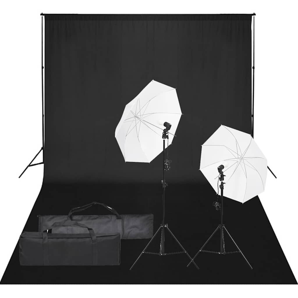 vidaXL Фотографски комплект за студио с комплект лампи и фон