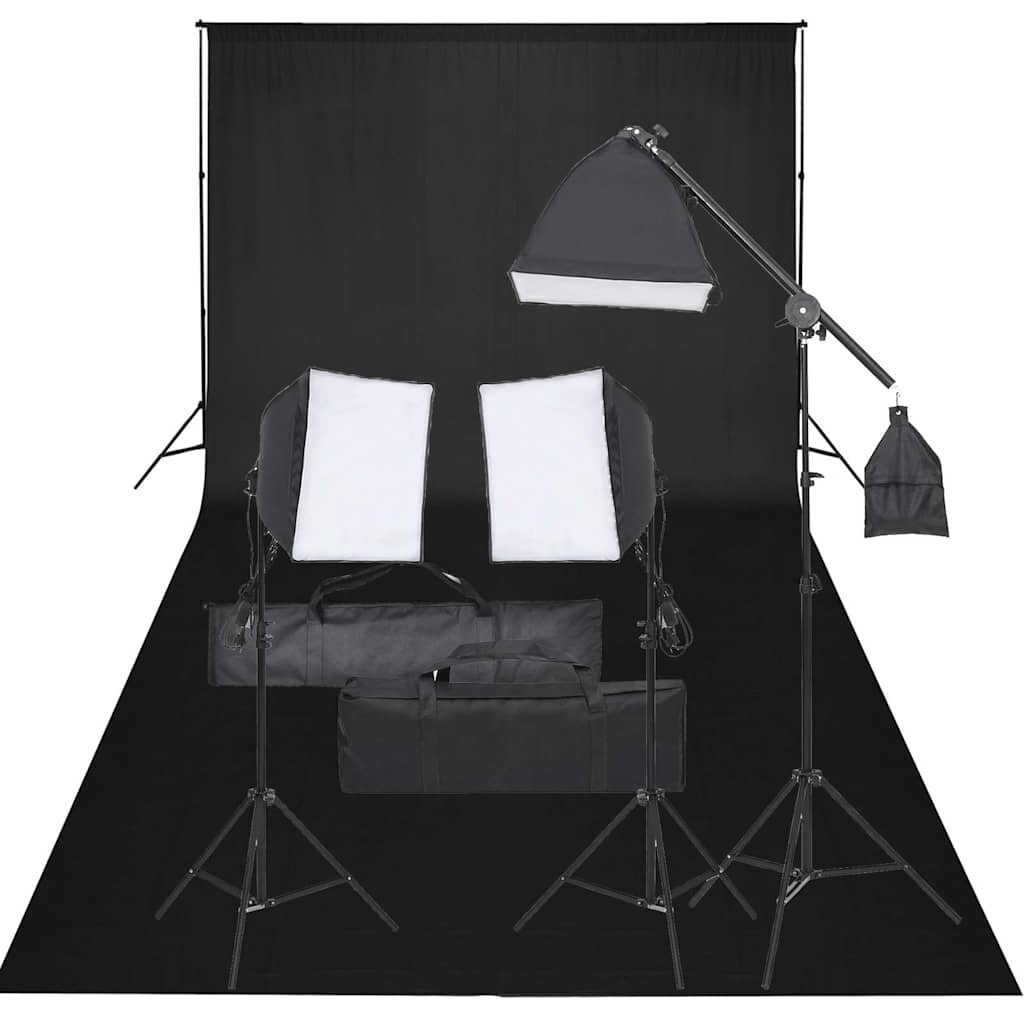 vidaXL Фотографски комплект за студио с комплект лампи и фон