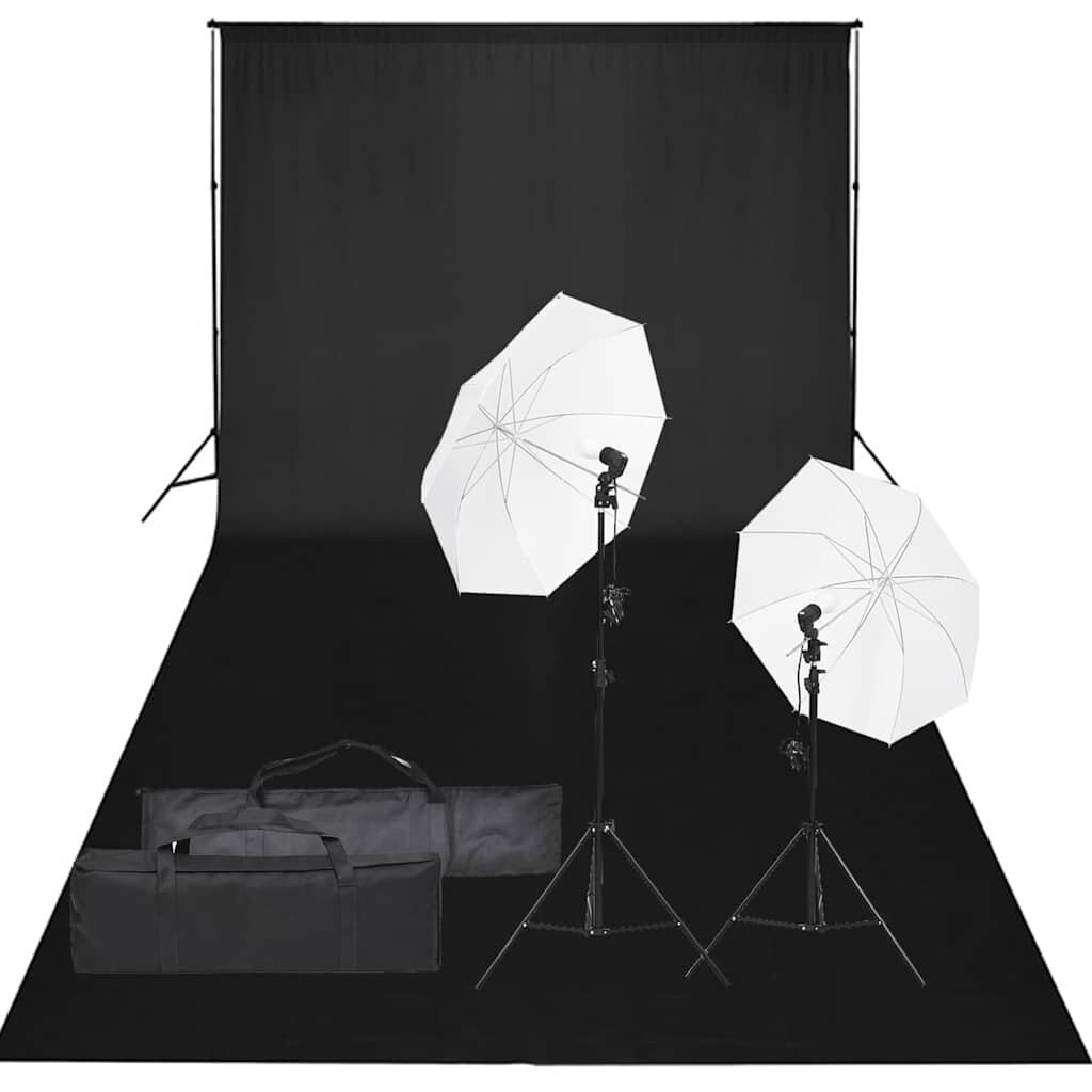 vidaXL Фотографски комплект за студио с комплект лампи и фон