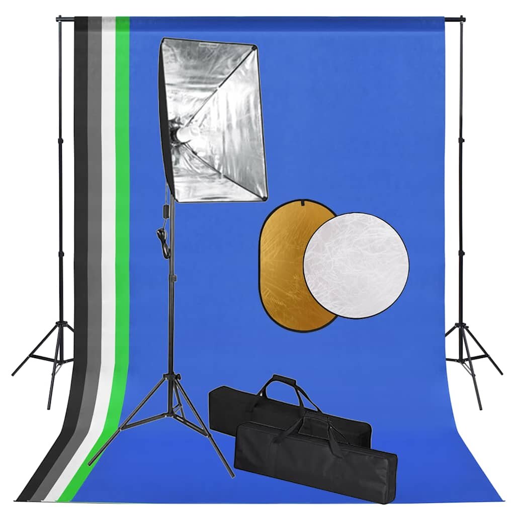 vidaXL Фотографски комплект за студио със софтбокс фон и рефлектор