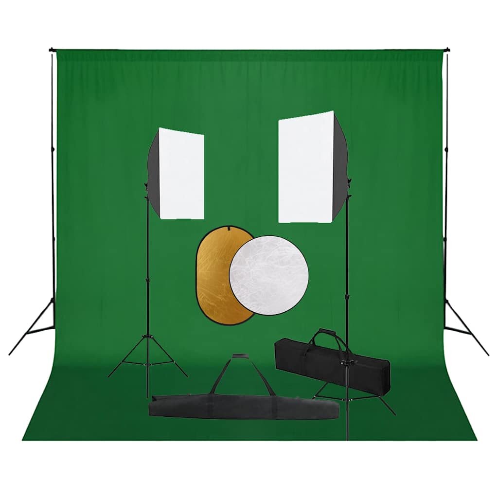 vidaXL Фотографски комплект за студио със софтбокс фон и рефлектор