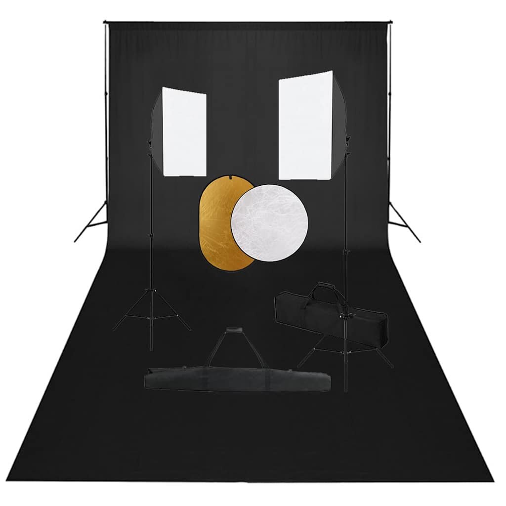 vidaXL Фотографски комплект за студио със софтбокс фон и рефлектор