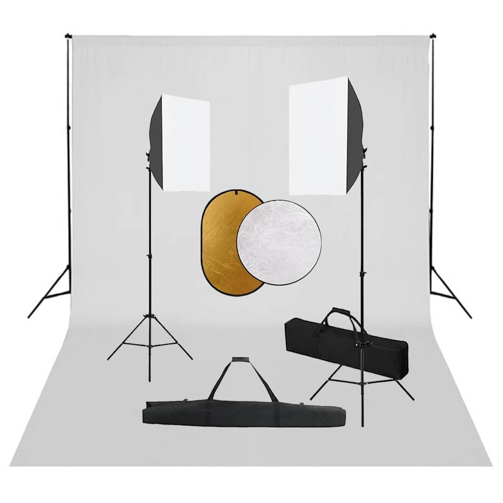 vidaXL Фотографски комплект за студио със софтбокс фон и рефлектор