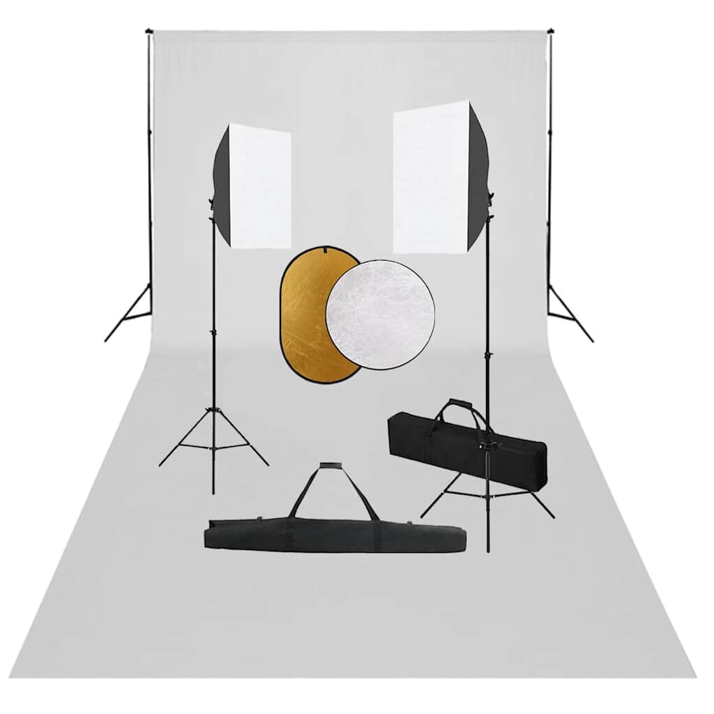 vidaXL Фотографски комплект за студио със софтбокс фон и рефлектор