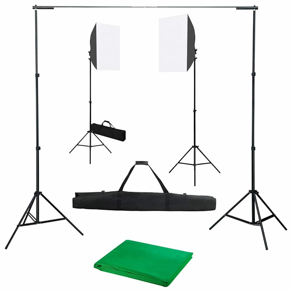 vidaXL Фотографски комплект за студио със софтбокс светлини и фон