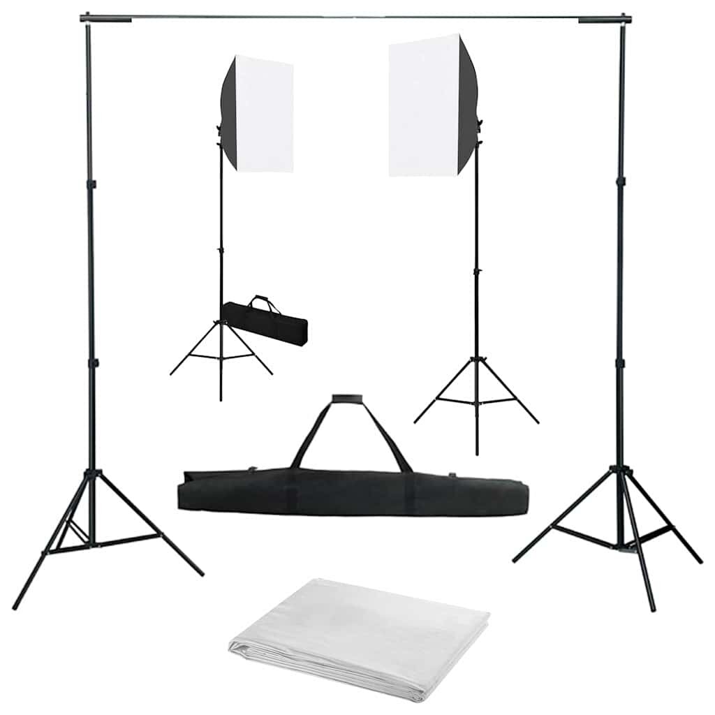 vidaXL Фотографски комплект за студио със софтбокс светлини и фон