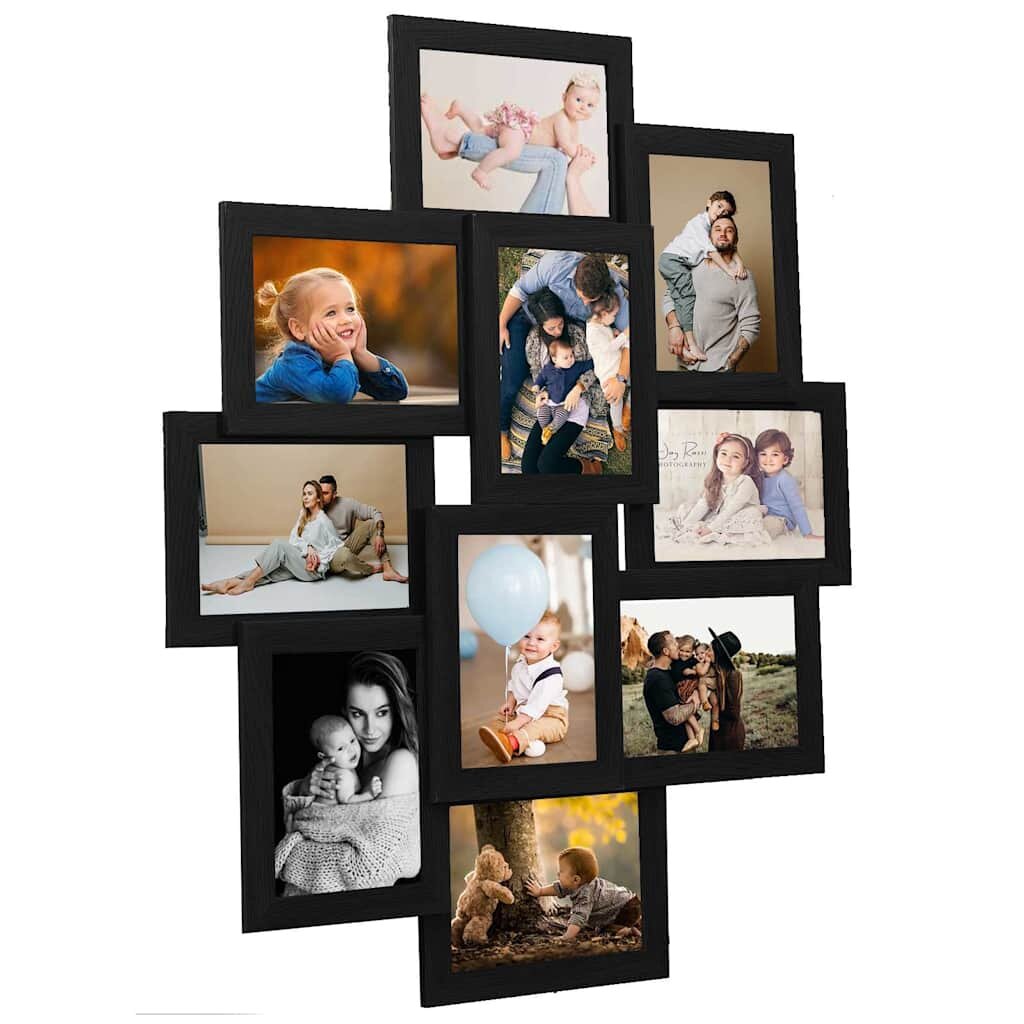 vidaXL Фоторамка колаж за 10 снимки (10х15 см) черна МДФ