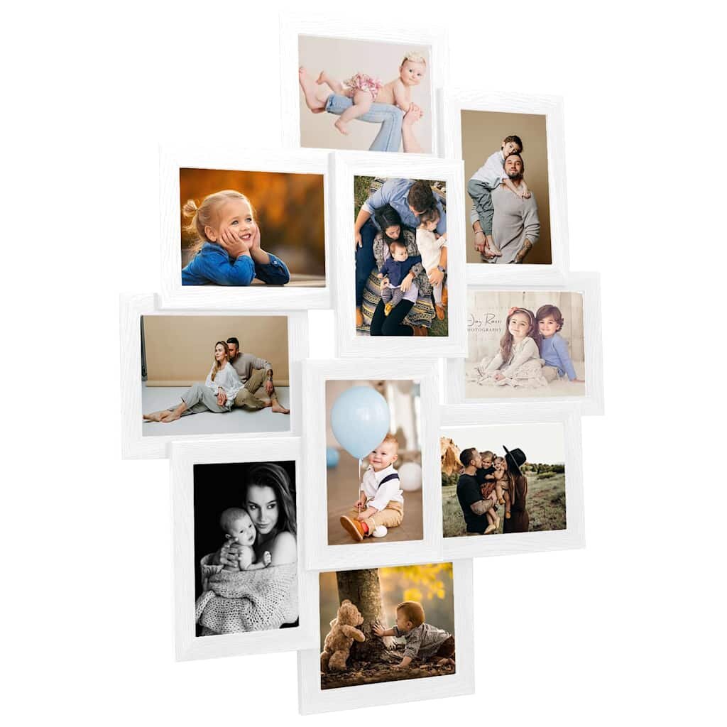 vidaXL Фоторамка колаж за 10 снимки (13х18 см) бяла МДФ