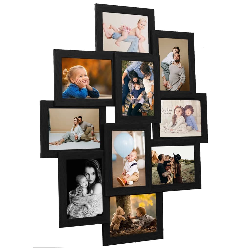 vidaXL Фоторамка колаж за 10 снимки (13х18 см) черна МДФ