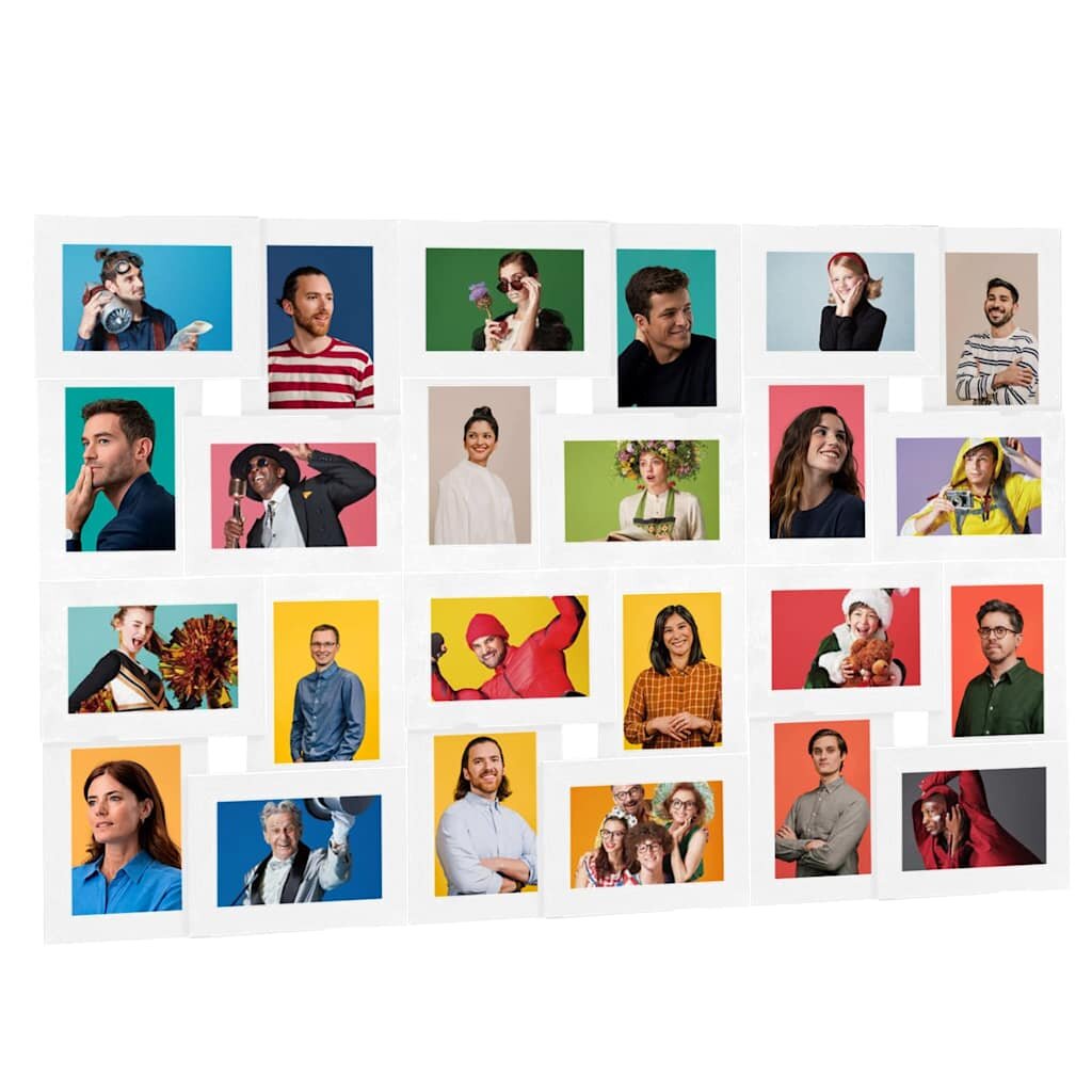 vidaXL Фоторамка колаж за 24 снимки (10х15 см) бяла МДФ