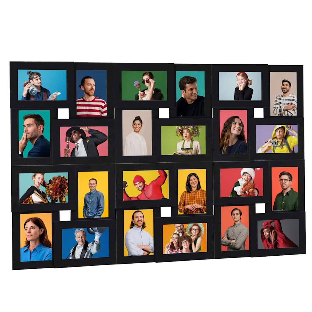 vidaXL Фоторамка колаж за 24 снимки (13x18 см) черна МДФ