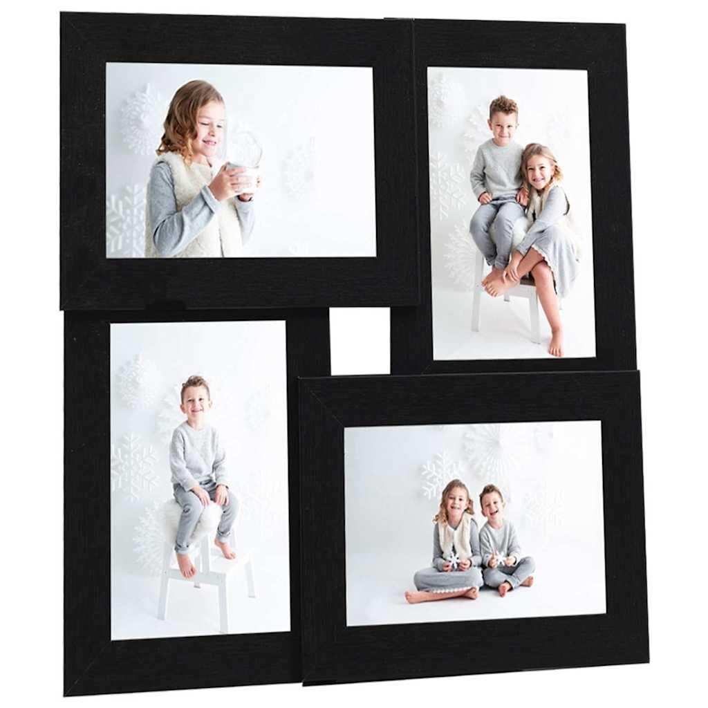 vidaXL Фоторамка колаж за 4 снимки (10х15 см) черна МДФ