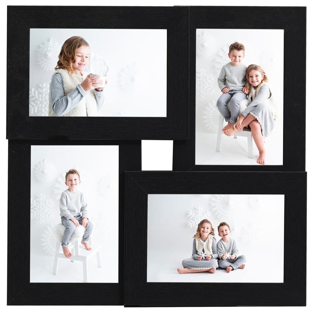 vidaXL Фоторамка колаж за 4 снимки (13x18 см) черна МДФ