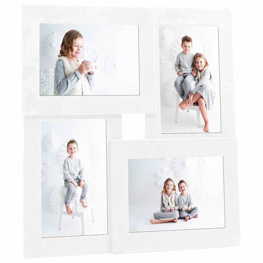 vidaXL Фоторамка колаж за 4х(13х18 см) снимки бяла МДФ